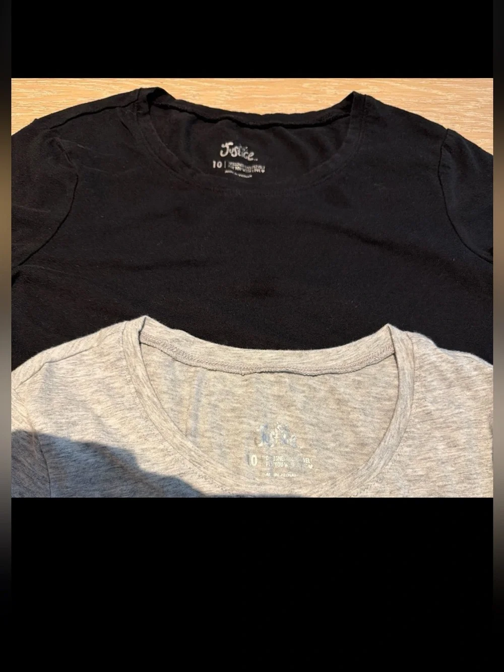 Bundle girls justice leggings black size 12 and 2 justice t shirts size 10